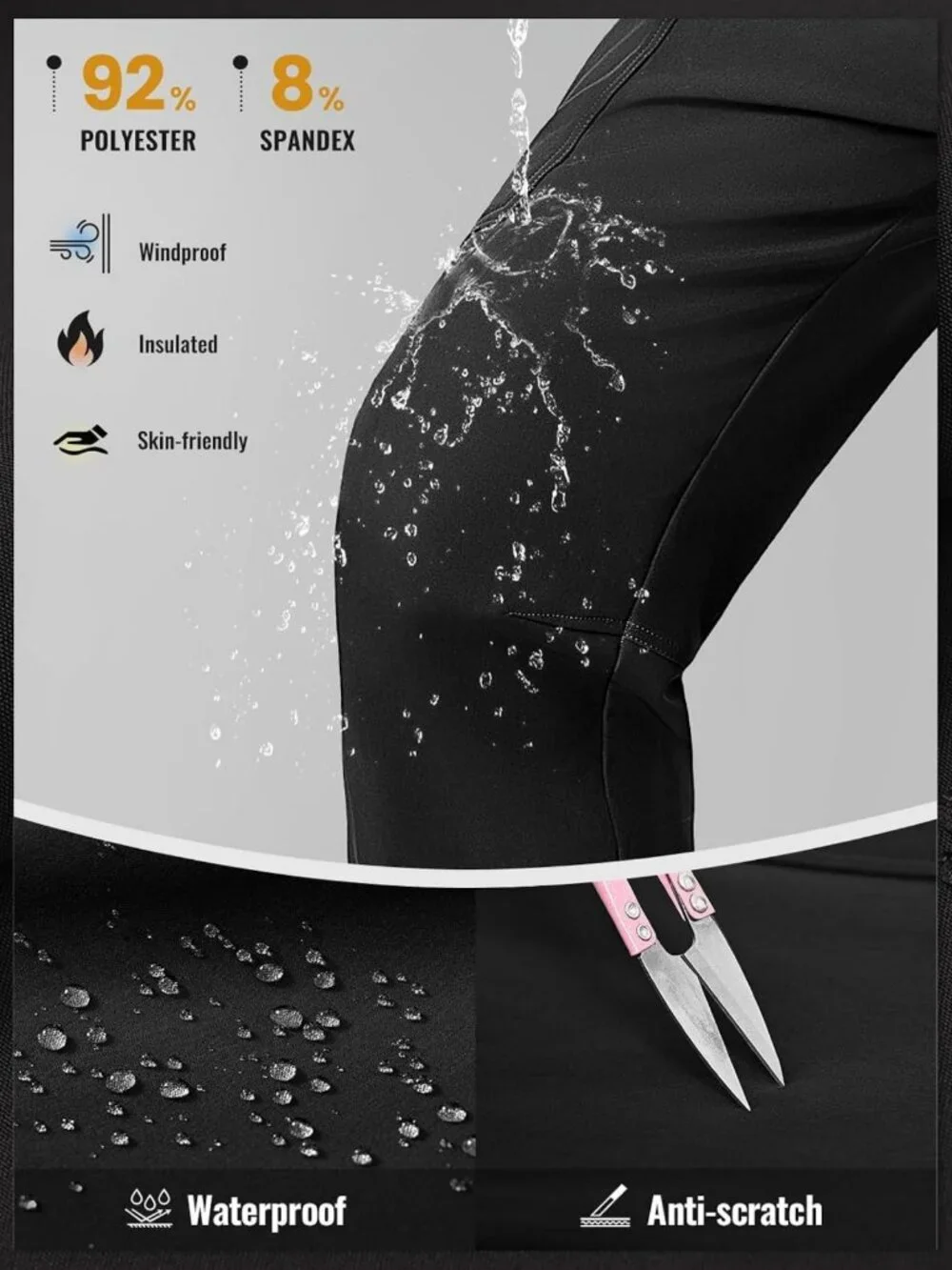 Men's Waterproof Insulated Snow Pants for Skiing, Winter Sports, Outdoor